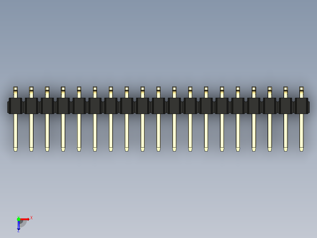 彩色公排针 100mil 2.54mm 系列-DS1022_black_38p_100mil_TypeSMT_rev1.0俯视图