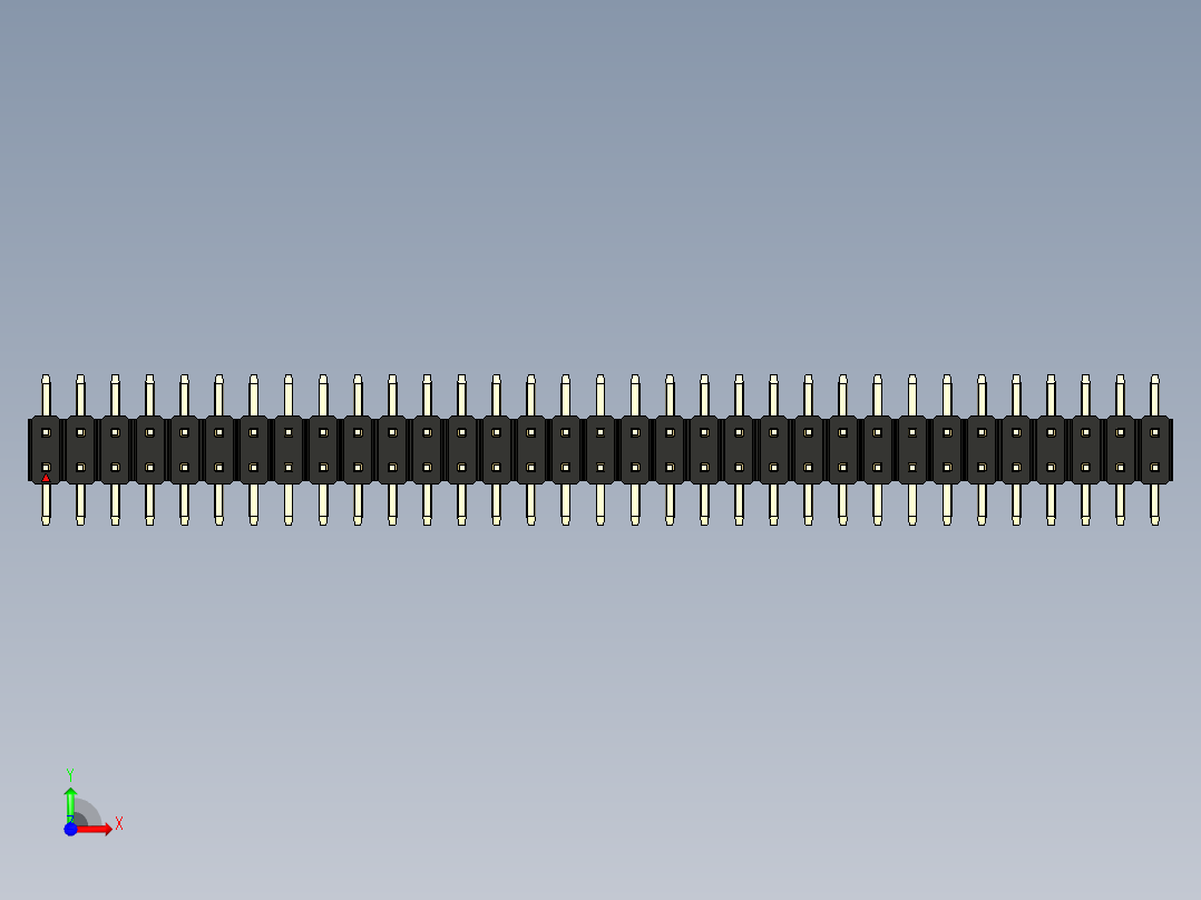 彩色公排针 100mil 2.54mm 系列-DS1022_black_66p_100mil_TypeSMT_rev1.0前视图