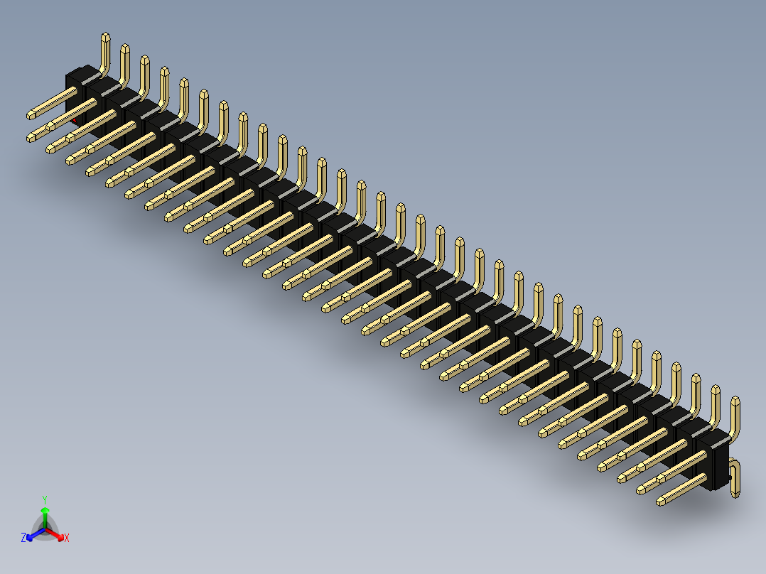 彩色公排针 100mil 2.54mm 系列-DS1022_black_66p_100mil_TypeSMT_rev1.0正等轴测图