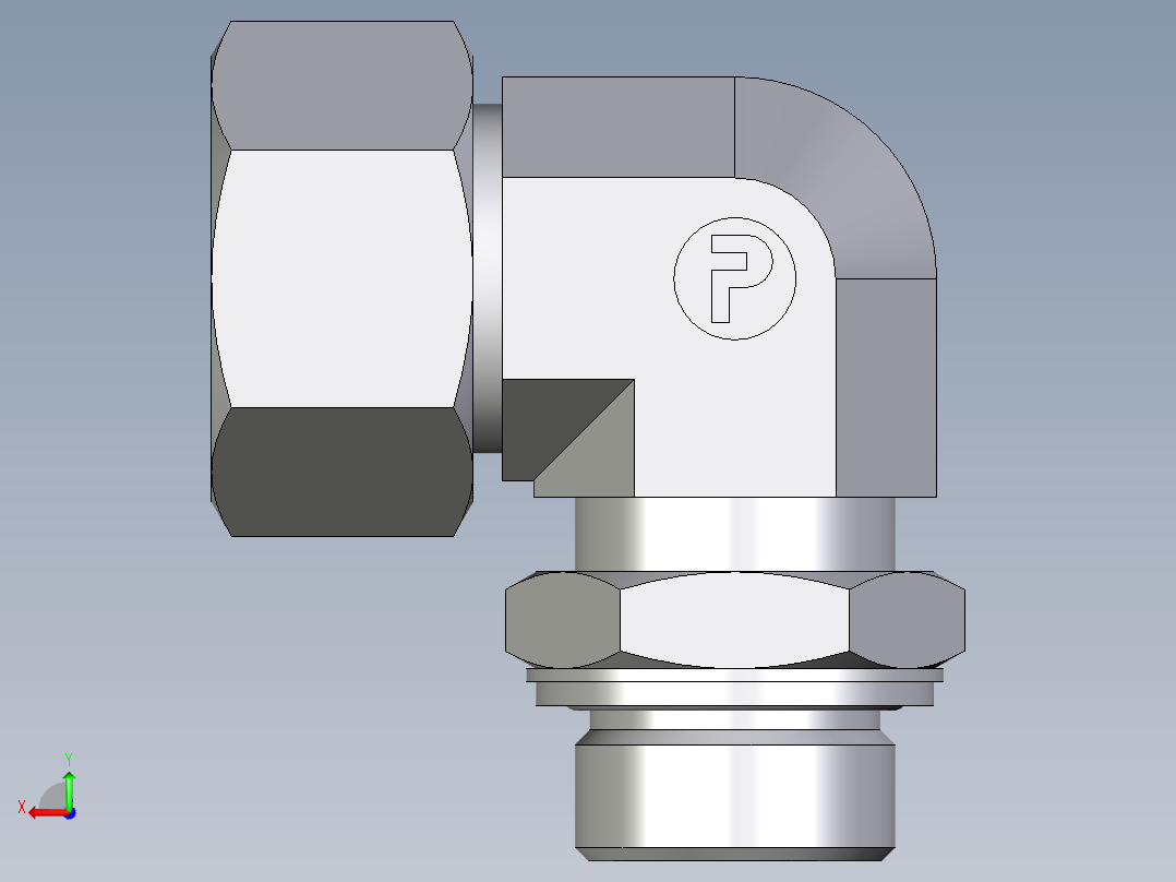 卡套式工业通用硬管接头EO_Adjustable_Locknut_elbow_WEE25ZSMCF后视图