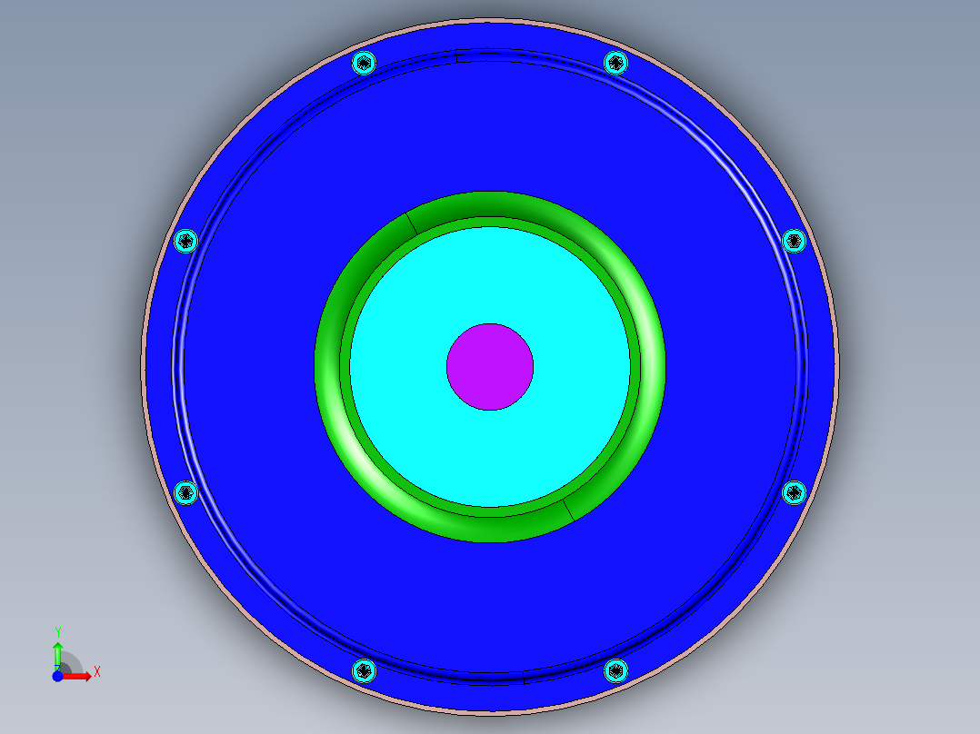 P103-PASSAT（帕萨特）新领域车型汽车拉式膜片弹簧离合器设计及三维catia建模前视图
