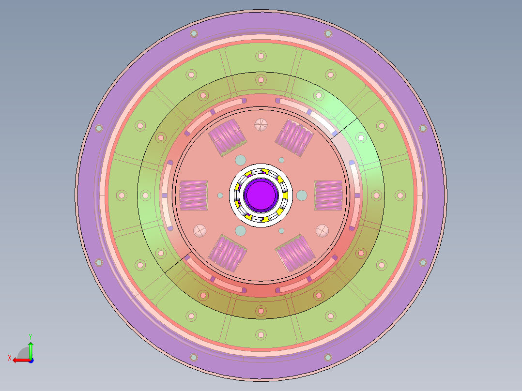 P103-PASSAT（帕萨特）新领域车型汽车拉式膜片弹簧离合器设计及三维catia建模后视图