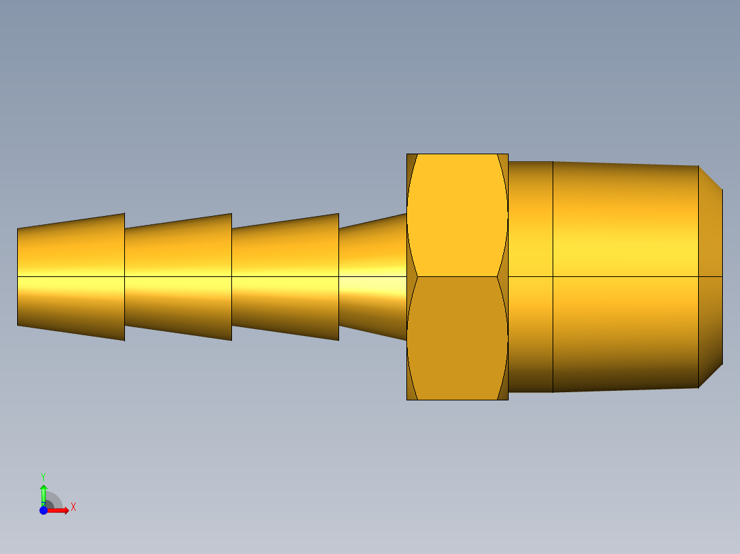 倒齿式工业管接头Hose Barb to Male Pipe 125HB-3-2前视图