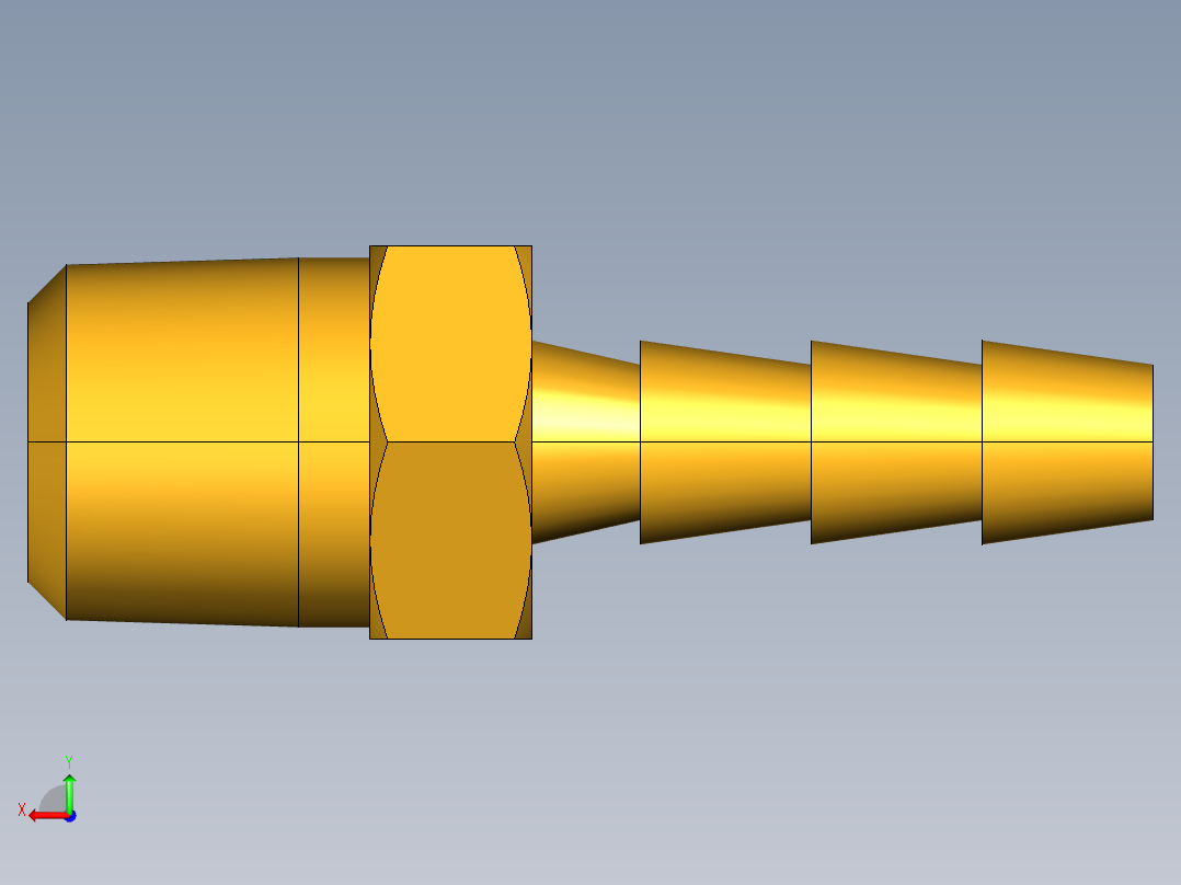 倒齿式工业管接头Hose Barb to Male Pipe 125HB-3-2后视图