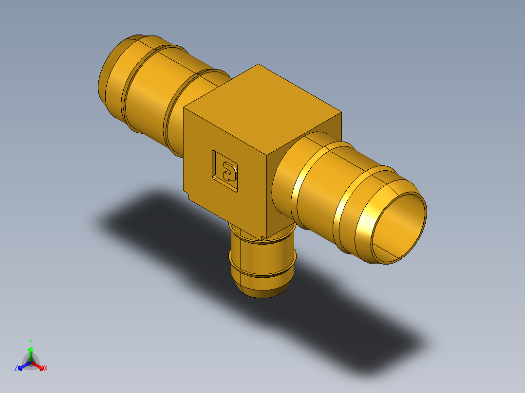 工业通用螺蚊管倒齿式工业硬管接头Union Tee Combination Sizes 224-8-8-6正等轴测图