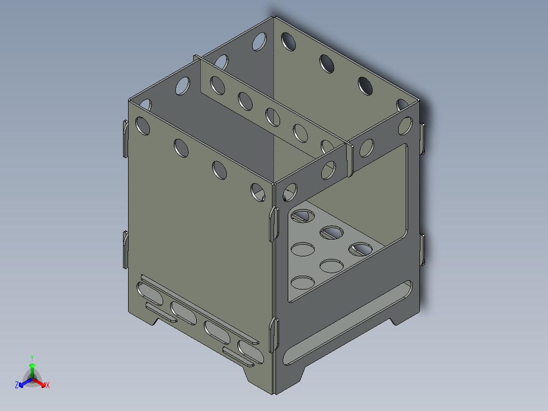 可拆卸钣金烧烤炉子正等轴测图