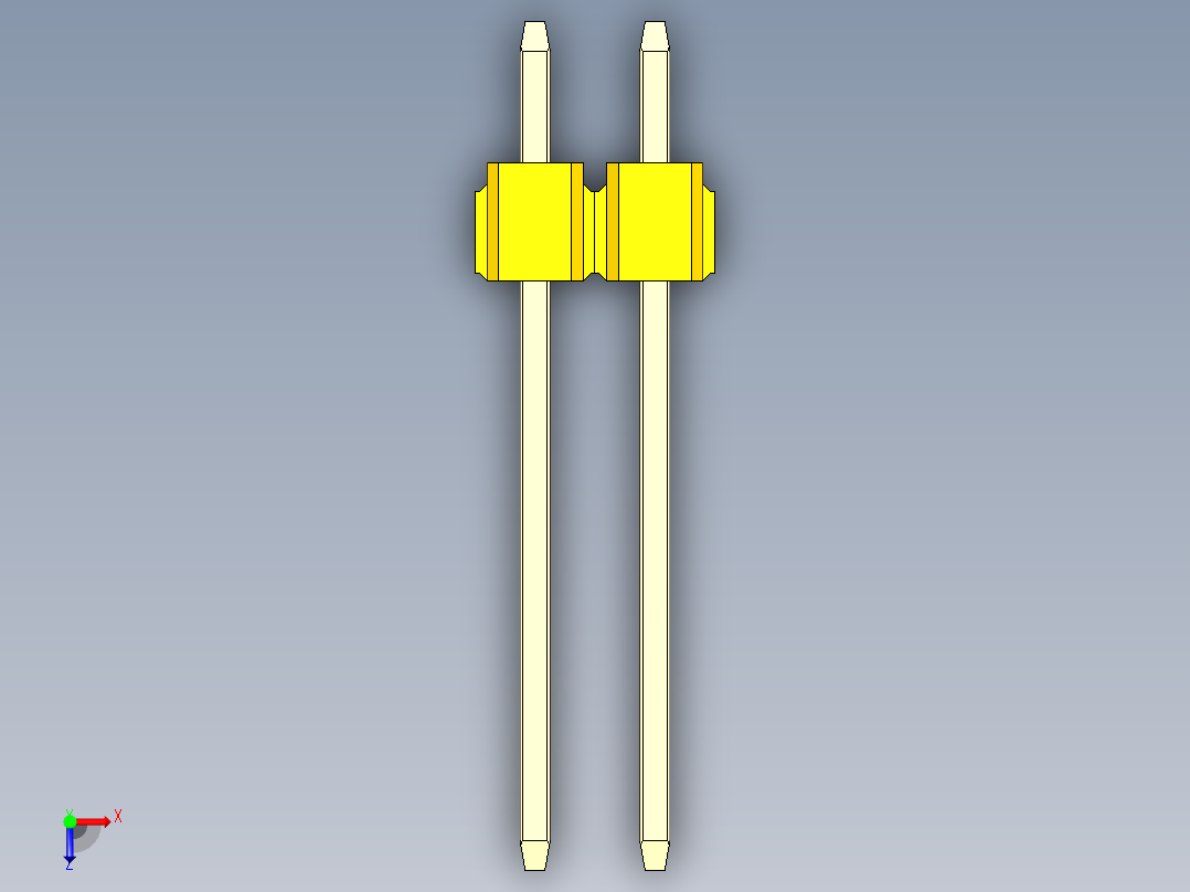 彩色公头100mil（2.54mm）系列-DS1021_yellow_2x02p_100mil_Type5_rev1.0俯视图