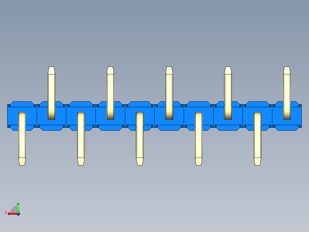彩色公排针 100mil 2.54mm 系列-DS1022_blue_10p_100mil_Type_SMT_R1_rev1.0后视图