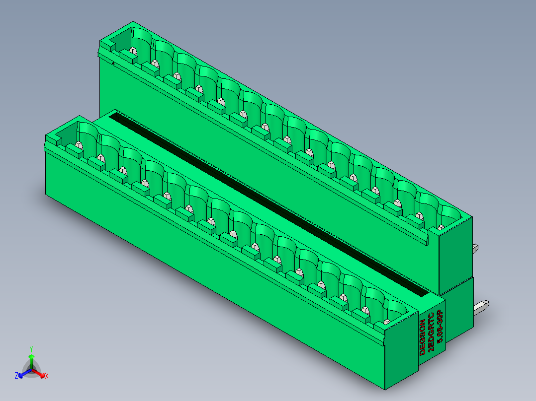 DEGSON 2EDG 系列 5.08mm 可插拔接线端子组-2EDGRTC-5.08-30P-14-00AH正等轴测图