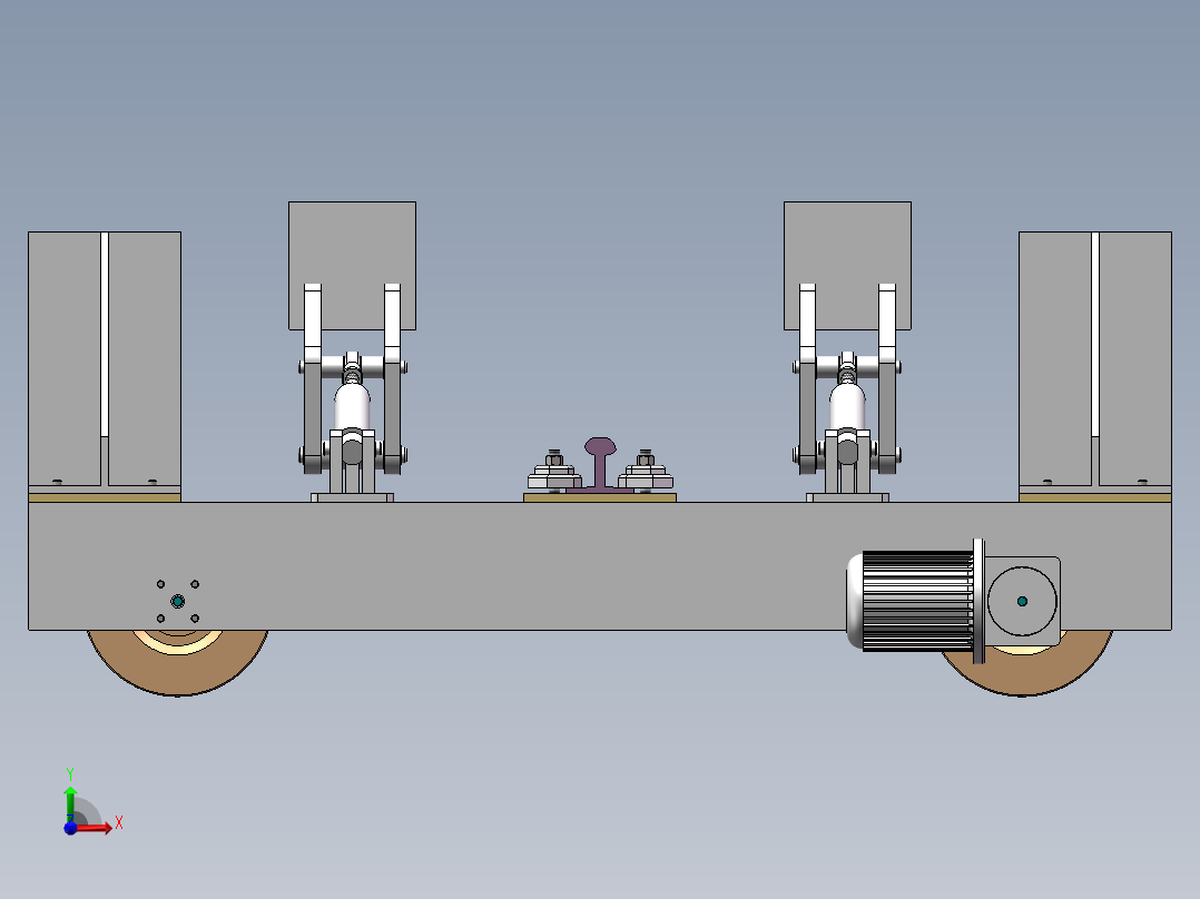 Q387-生产线摆渡小车的设计【三维SolidWorks】前视图