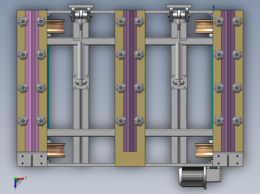 Q387-生产线摆渡小车的设计【三维SolidWorks】俯视图