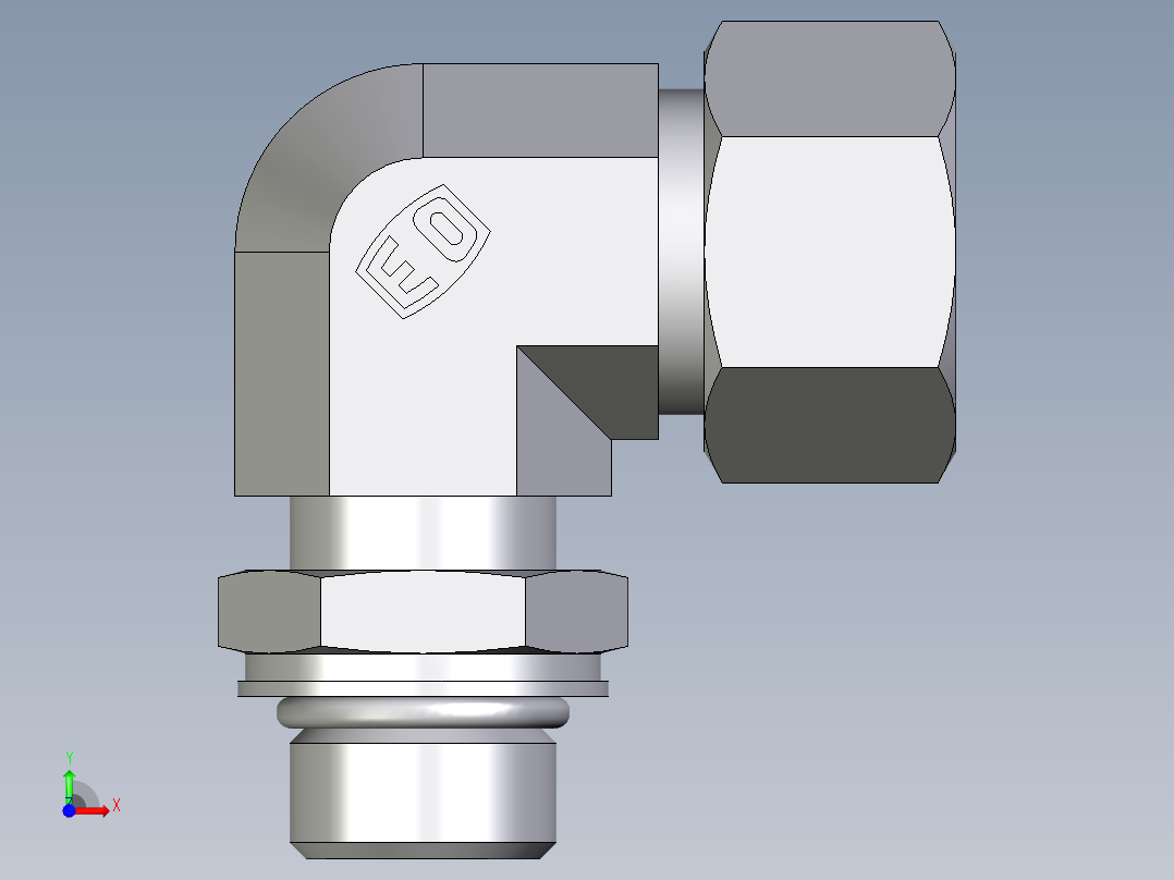 卡套式工业通用硬管接头EO_Adjustable_Locknut_elbow_WEE15ZLMORCF前视图