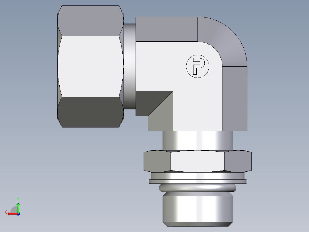 卡套式工业通用硬管接头EO_Adjustable_Locknut_elbow_WEE15ZLMORCF后视图