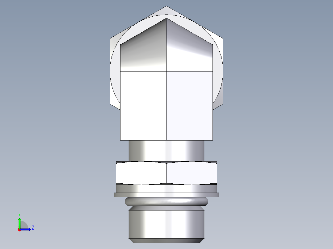卡套式工业通用硬管接头EO_Adjustable_Locknut_elbow_WEE15ZLMORCF左视图