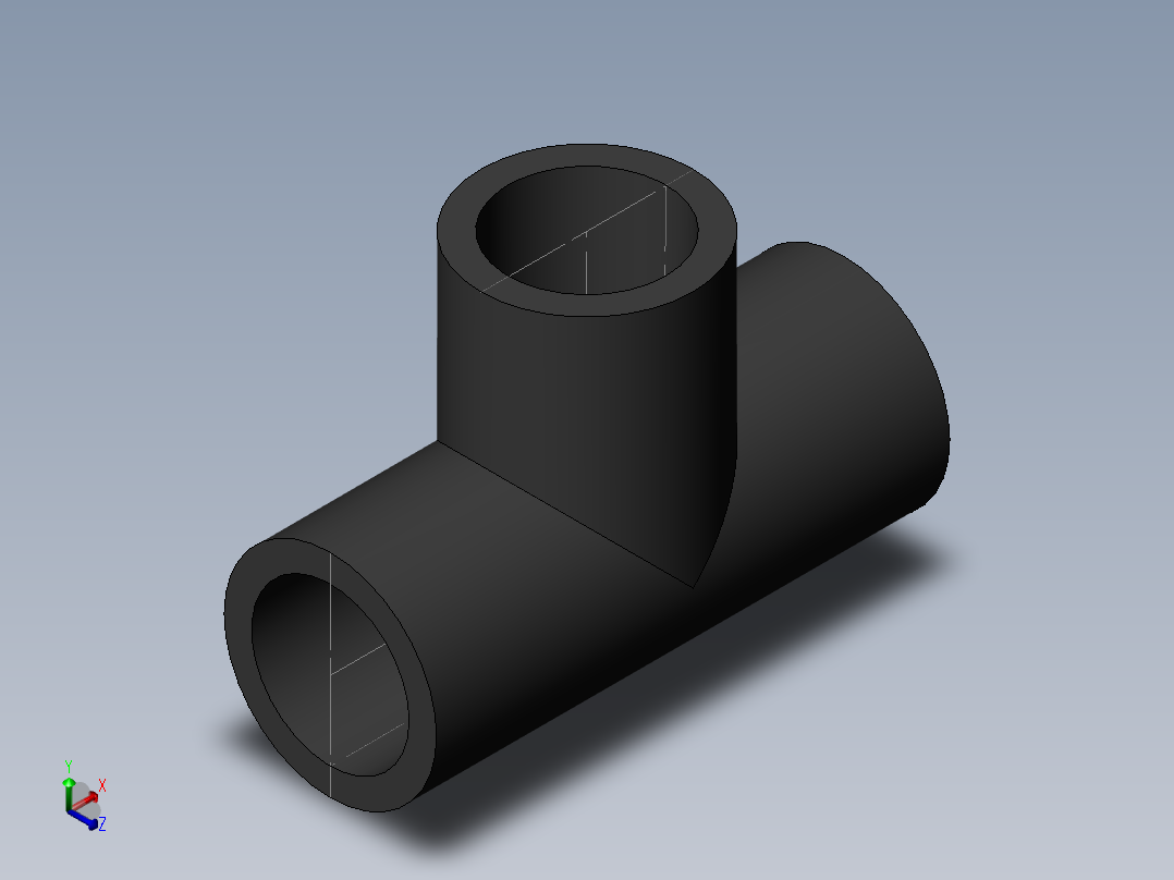 PVC管件-0.5in Tee正等轴测图