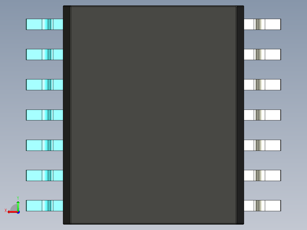 元器件3D封装SOIC14W42后视图