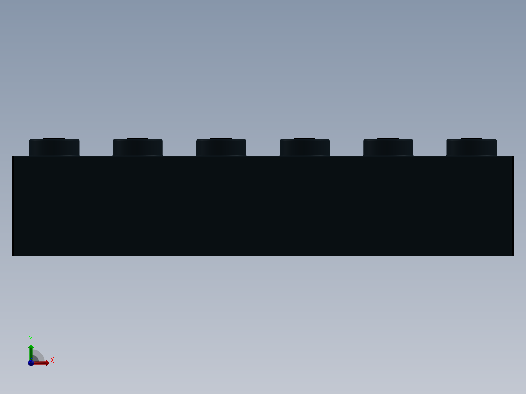 乐高套装 4421基本积木-4181144 - 2456 - 44237 Black Brick 2 x 6.SLDPRT前视图