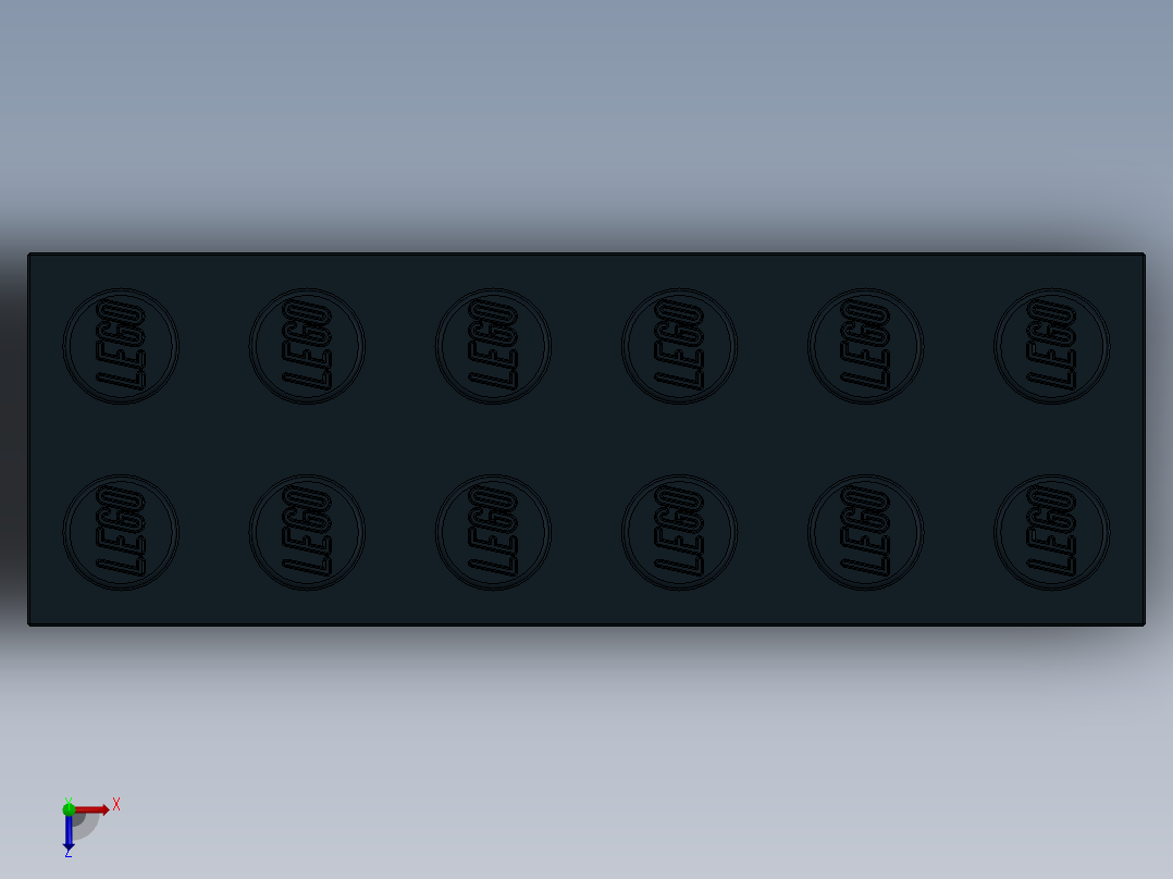 乐高套装 4421基本积木-4181144 - 2456 - 44237 Black Brick 2 x 6.SLDPRT俯视图