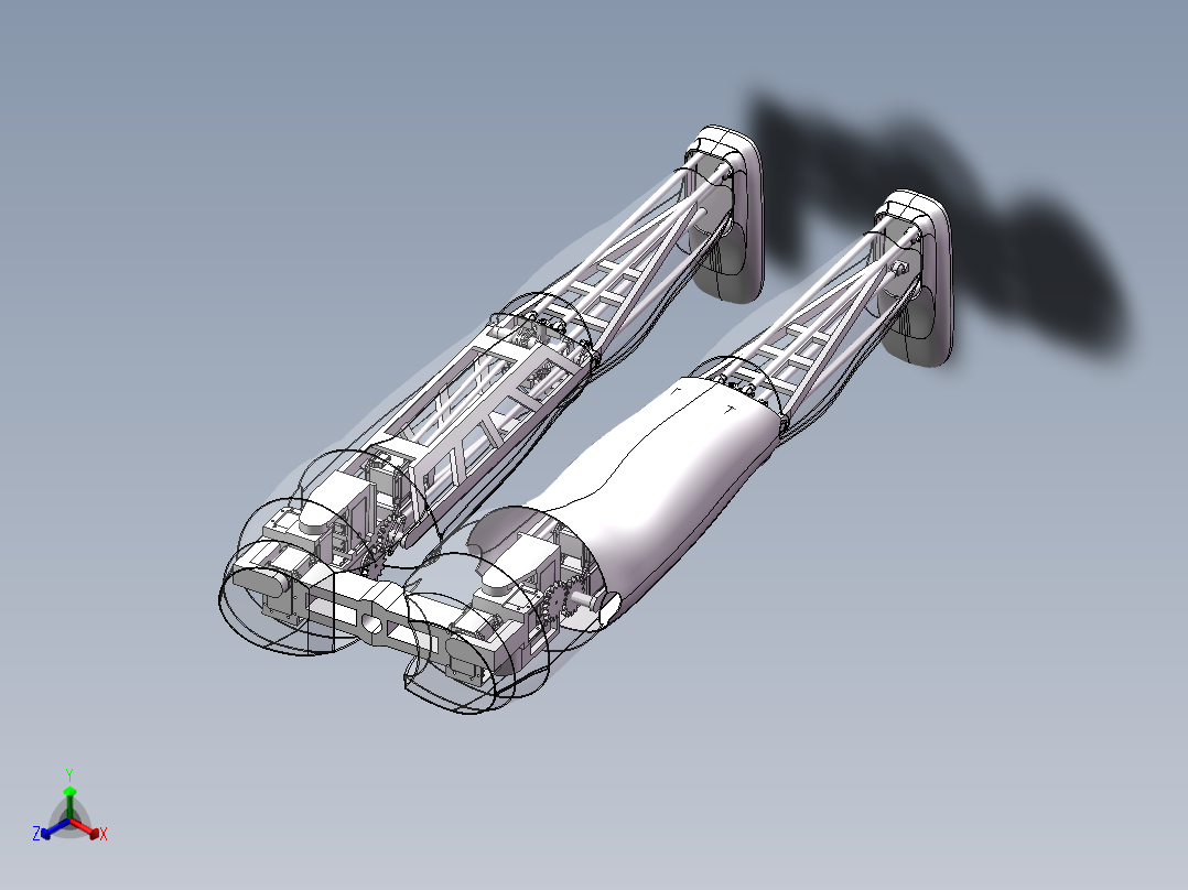 JX585-机器人的下肢-腿部【三维SolidWorks建模】正等轴测图