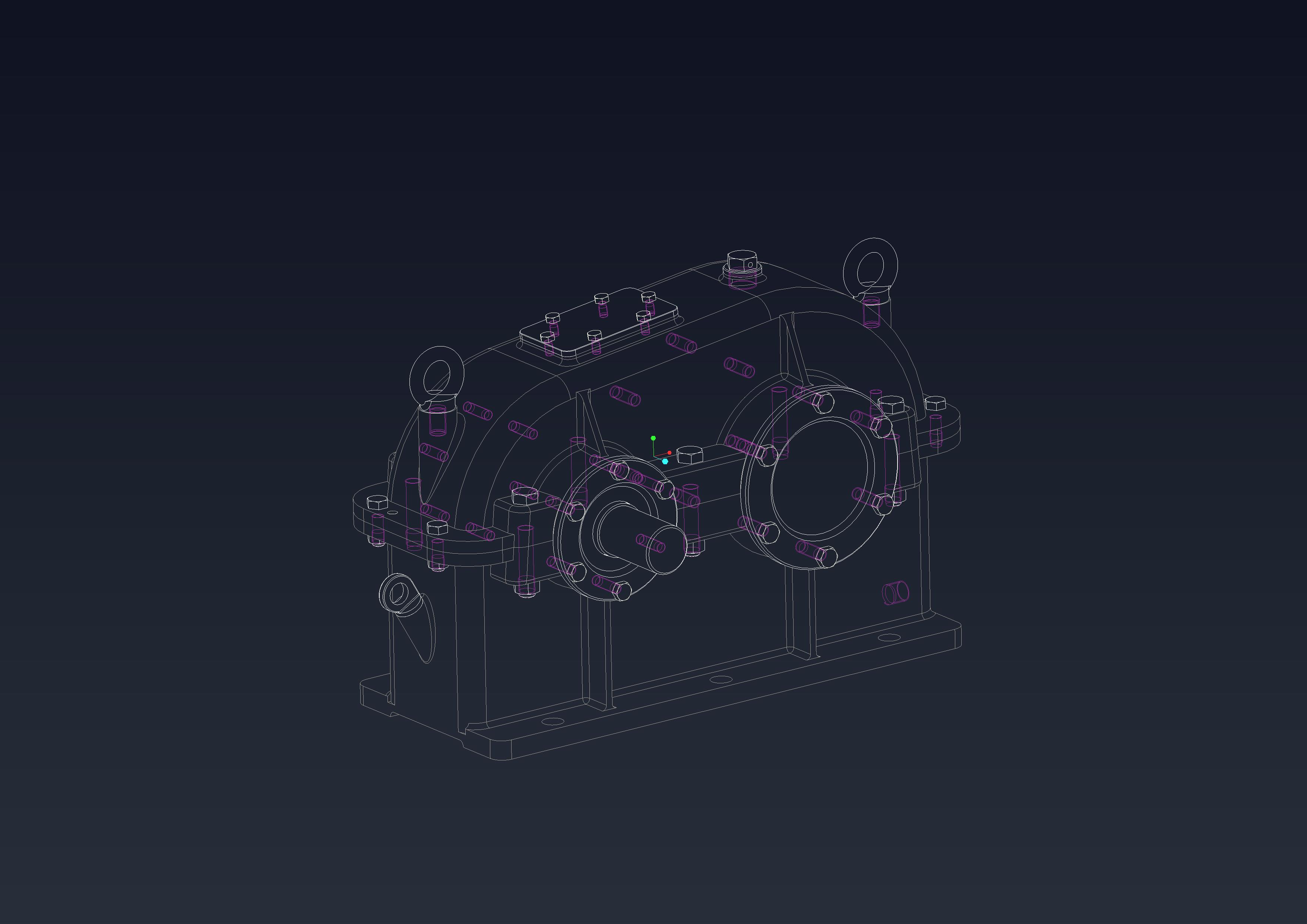 普通一级直齿轮减速箱3D图纸 CREO设计