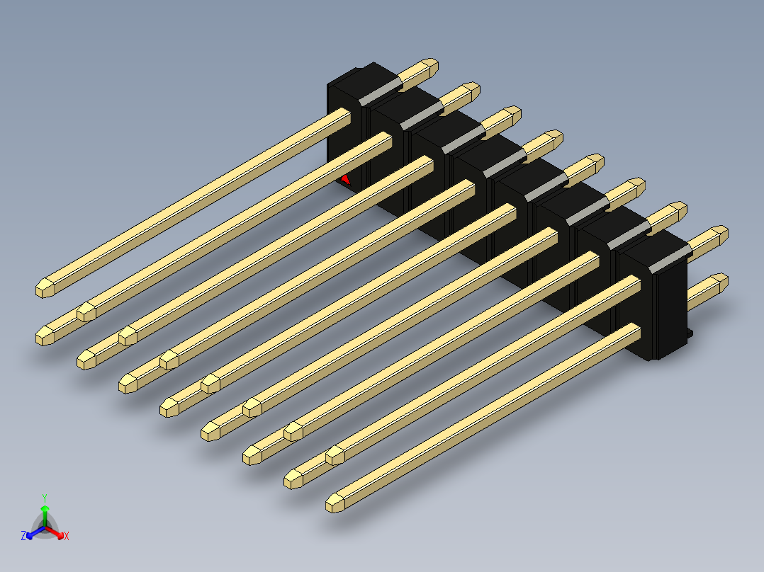 彩色公头100mil（2.54mm）系列-DS1021_black_2x08p_100mil_Type19_rev1.0正等轴测图