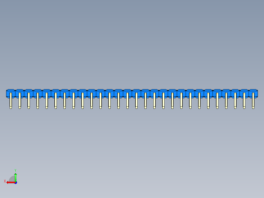 彩色公排针 100mil 2.54mm 系列-DS1022_blue_1x28p_100mil_TypeD_rev1.0后视图