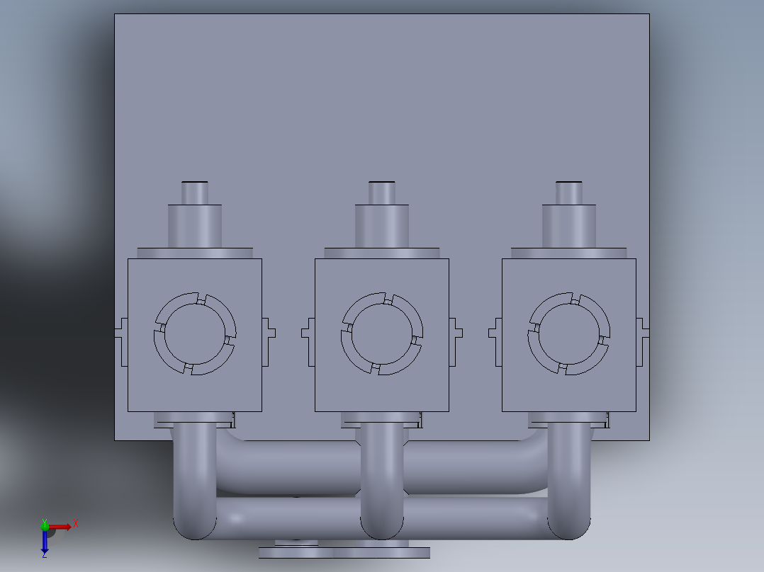 高压往复泵液力端设计俯视图