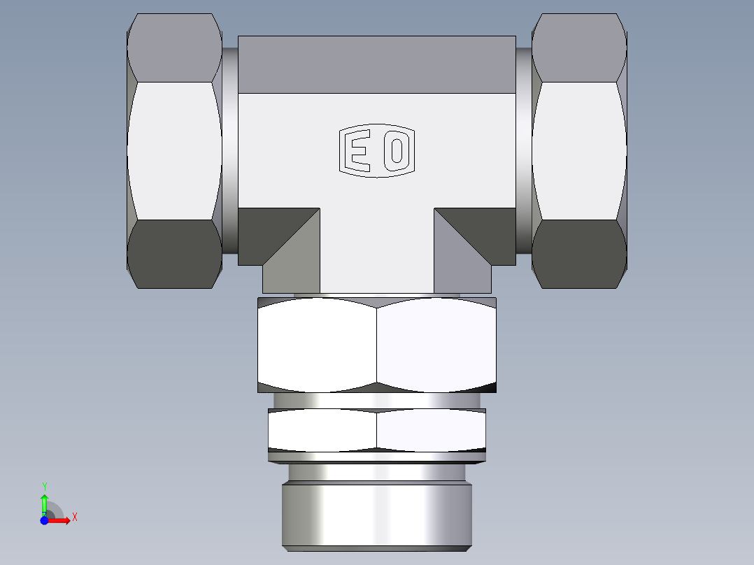 卡套式工业通用硬管接头EO_Assembled_adjustable_standpipe_branch_tee_EVT42LM71前视图