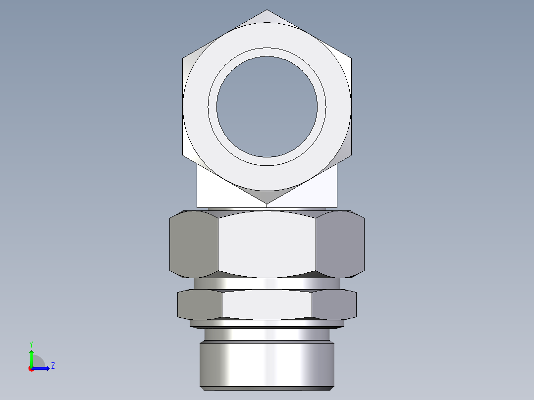 卡套式工业通用硬管接头EO_Assembled_adjustable_standpipe_branch_tee_EVT42LM71左视图