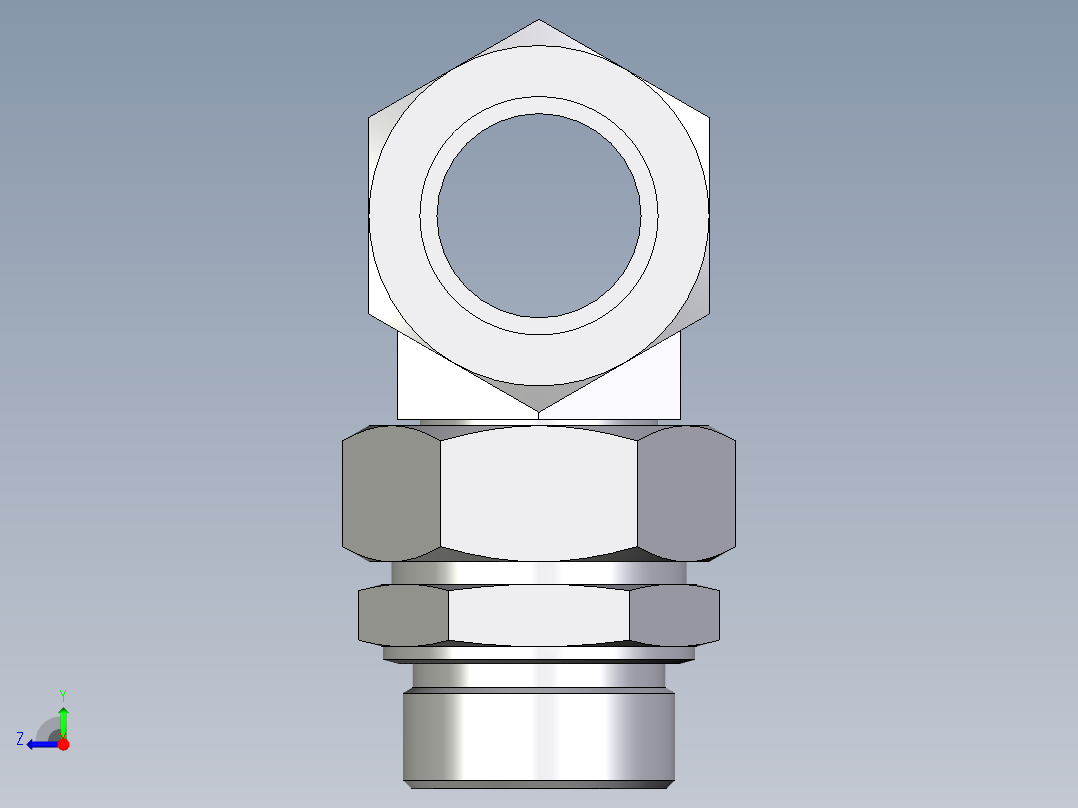 卡套式工业通用硬管接头EO_Assembled_adjustable_standpipe_branch_tee_EVT42LM71右视图