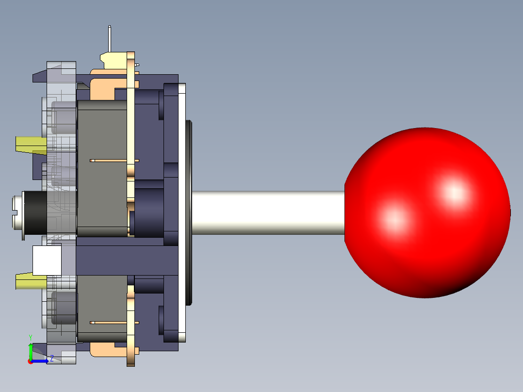 街机操纵杆模型三华JLF-TP-8YT48和16路门左视图