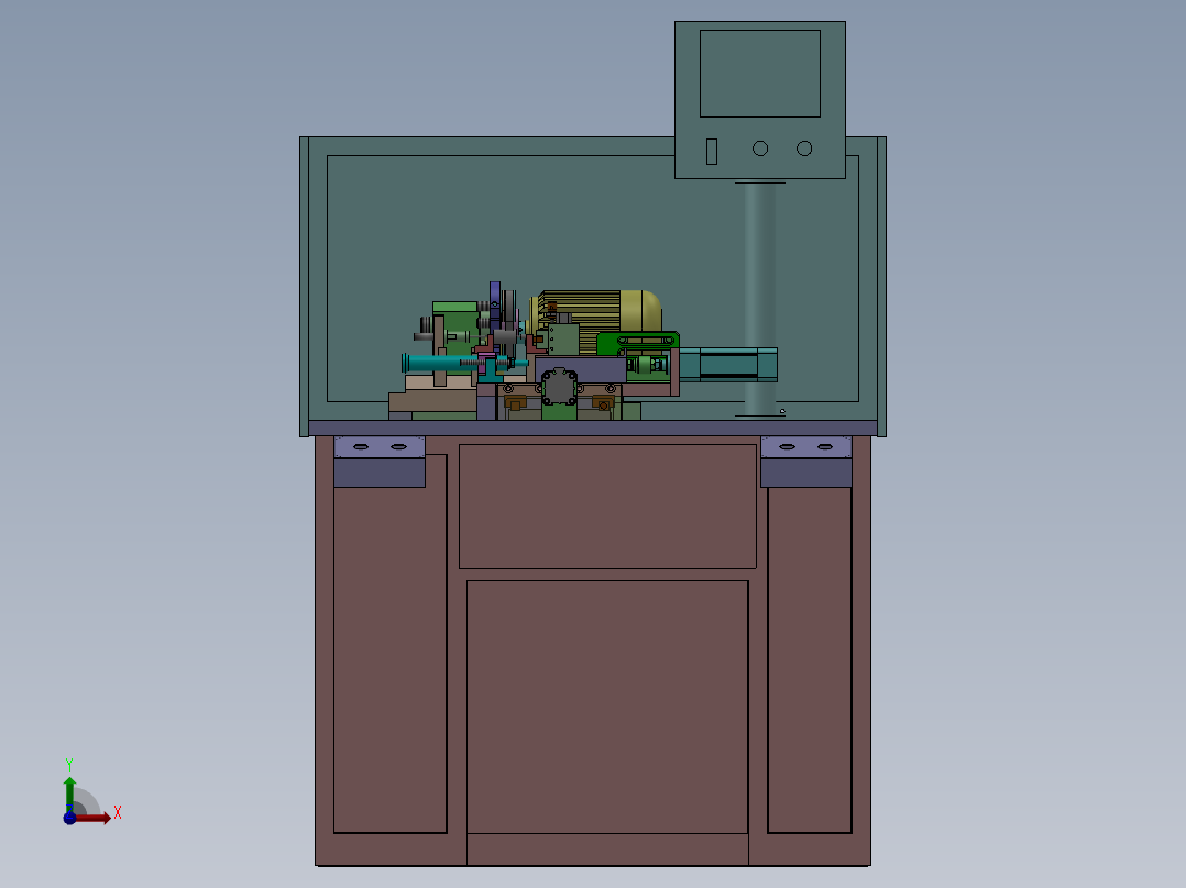 单刀双气缸精车机（sw18可编辑+工程图）前视图