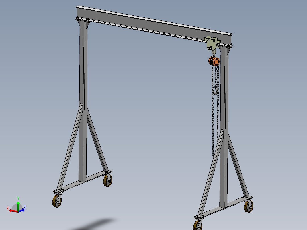 gantry-crane门式起重机3D数模图纸 Solidworks设计 附IGS STEP