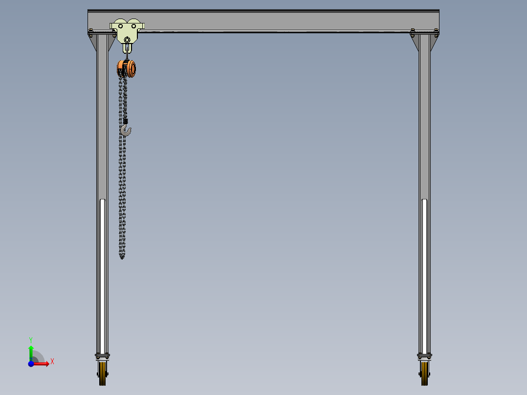 gantry-crane门式起重机3D数模图纸 Solidworks设计 附IGS STEP前视图