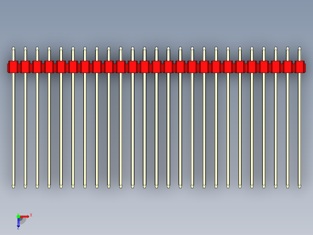 彩色公头100mil（2.54mm）系列-DS1021_red_2x25p_100mil_Type43_rev1.0俯视图