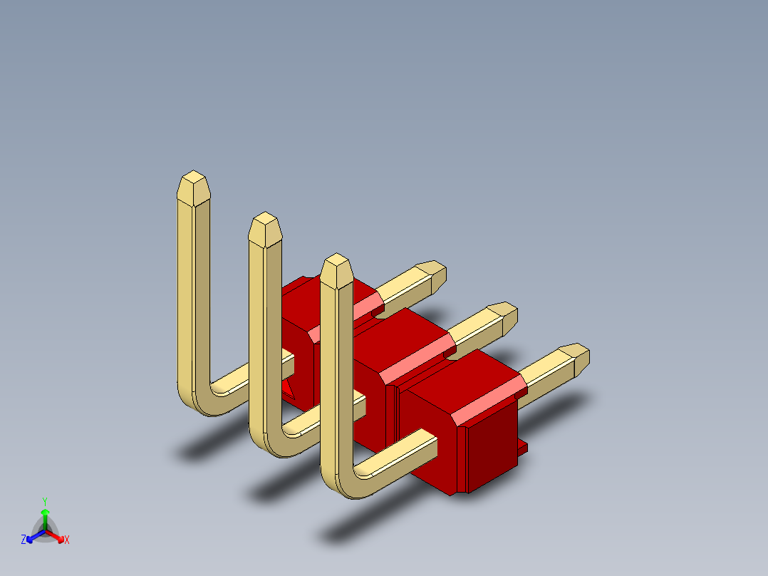 彩色公排针 100mil 2.54mm 系列-DS1022_red_03p_100mil_TypeU_rev1.0