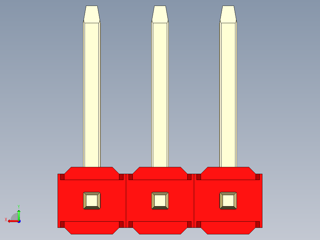 彩色公排针 100mil 2.54mm 系列-DS1022_red_03p_100mil_TypeU_rev1.0后视图