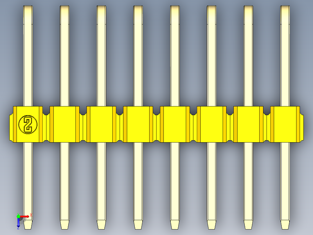 彩色公排针 100mil 2.54mm 系列-DS1022_yellow_3x08p_100mil_TypeD_rev1.0俯视图