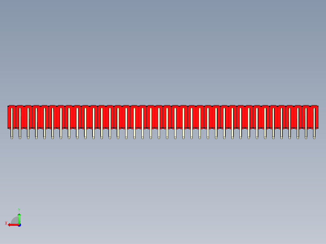 彩色公排针 100mil 2.54mm 系列-DS1022_red_3x38p_100mil_TypeD_rev1.0后视图
