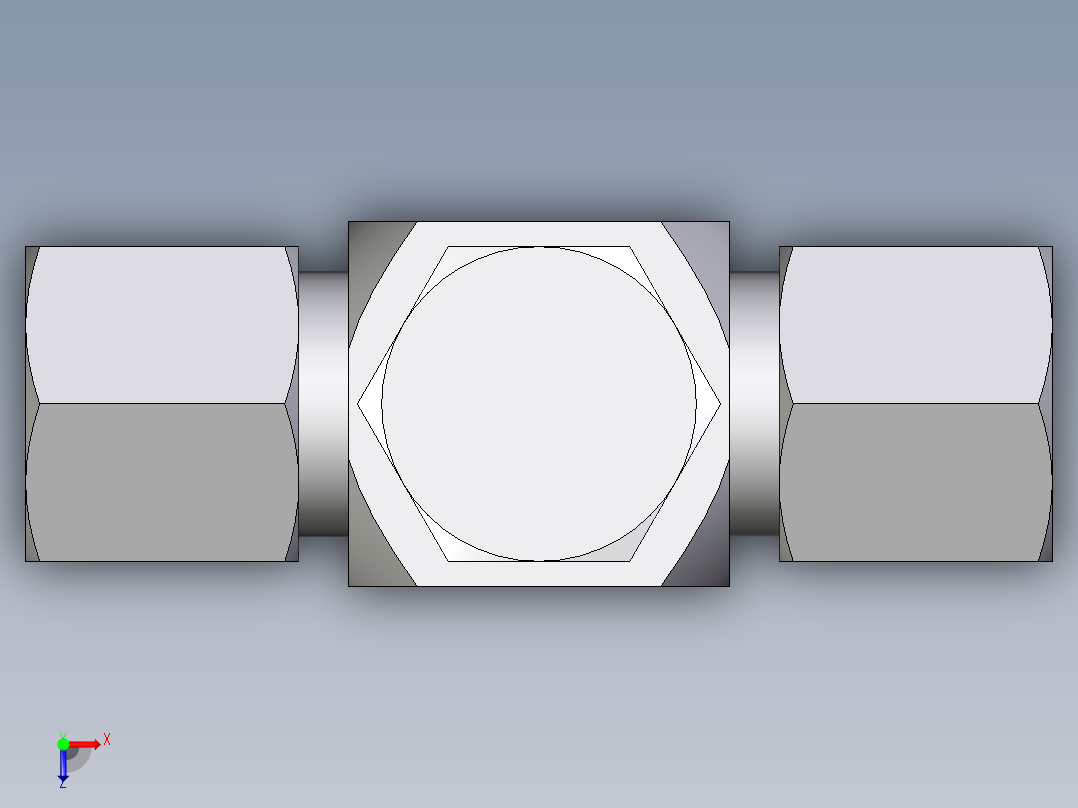 卡套式工业通用硬管接头EO_High_pressure_banjo_tee_TH08ZSRKD71俯视图