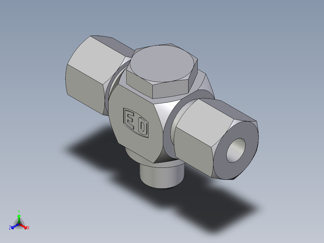 卡套式工业通用硬管接头EO_High_pressure_banjo_tee_TH08ZSRKD71正等轴测图