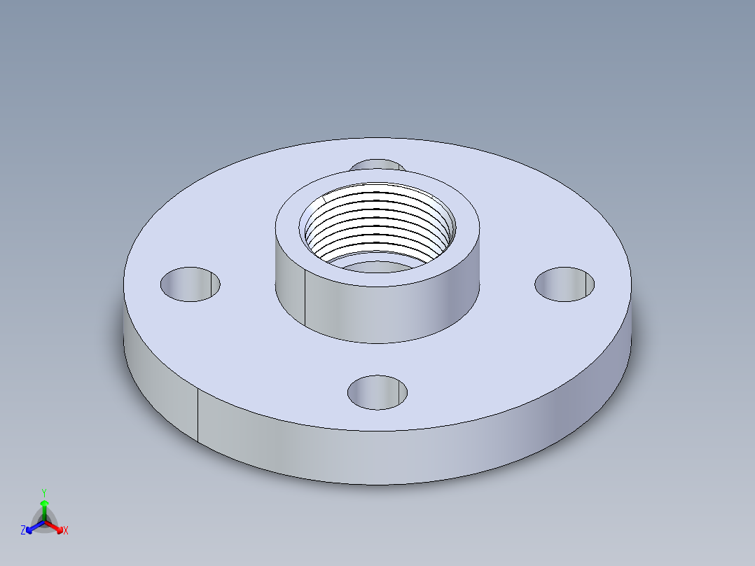 CPVC管件24-Sch80_Flange One-Piece_FPT_9852-010_1in正等轴测图