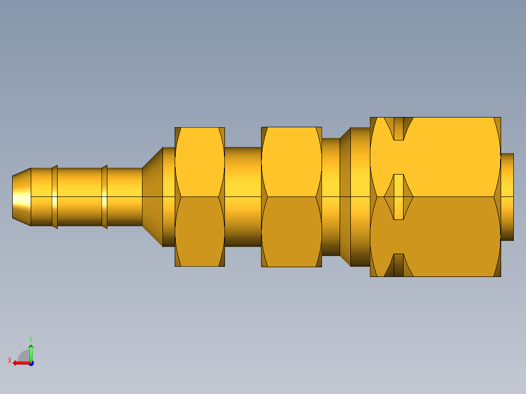工业通用螺蚊管倒齿式工业硬管接头Bulkhead Union 22CABH-4-4后视图