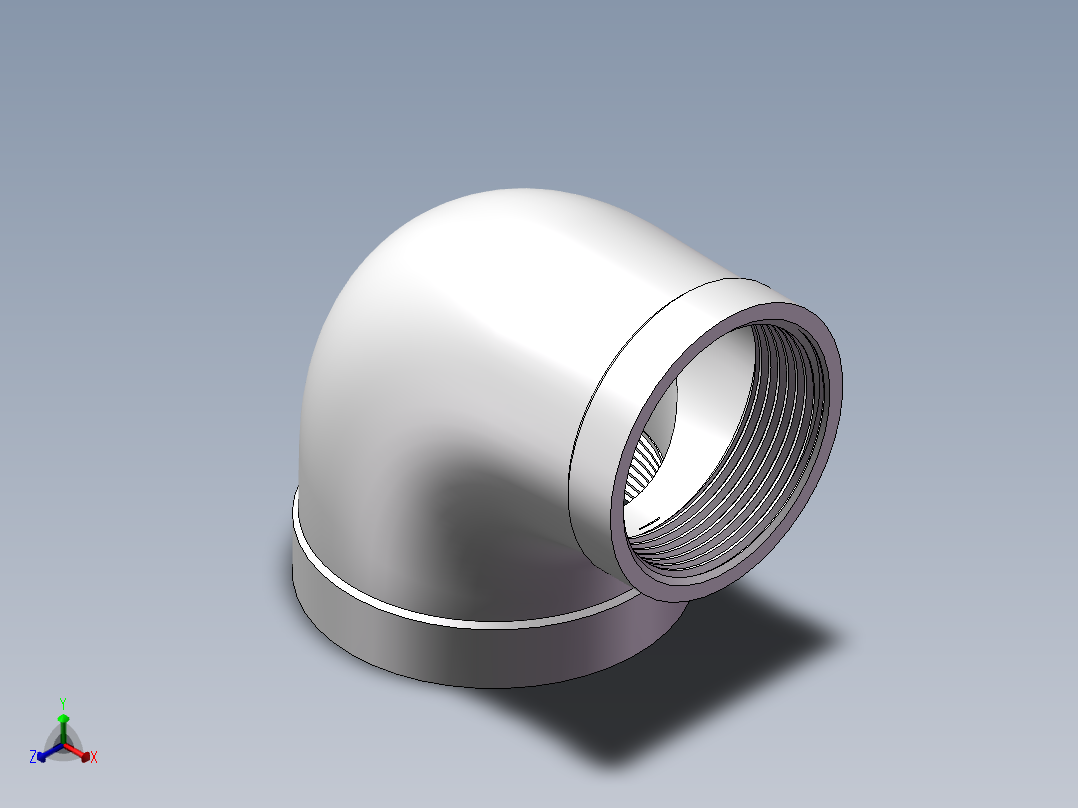 弯头-异径内丝 DN50-DN40正等轴测图
