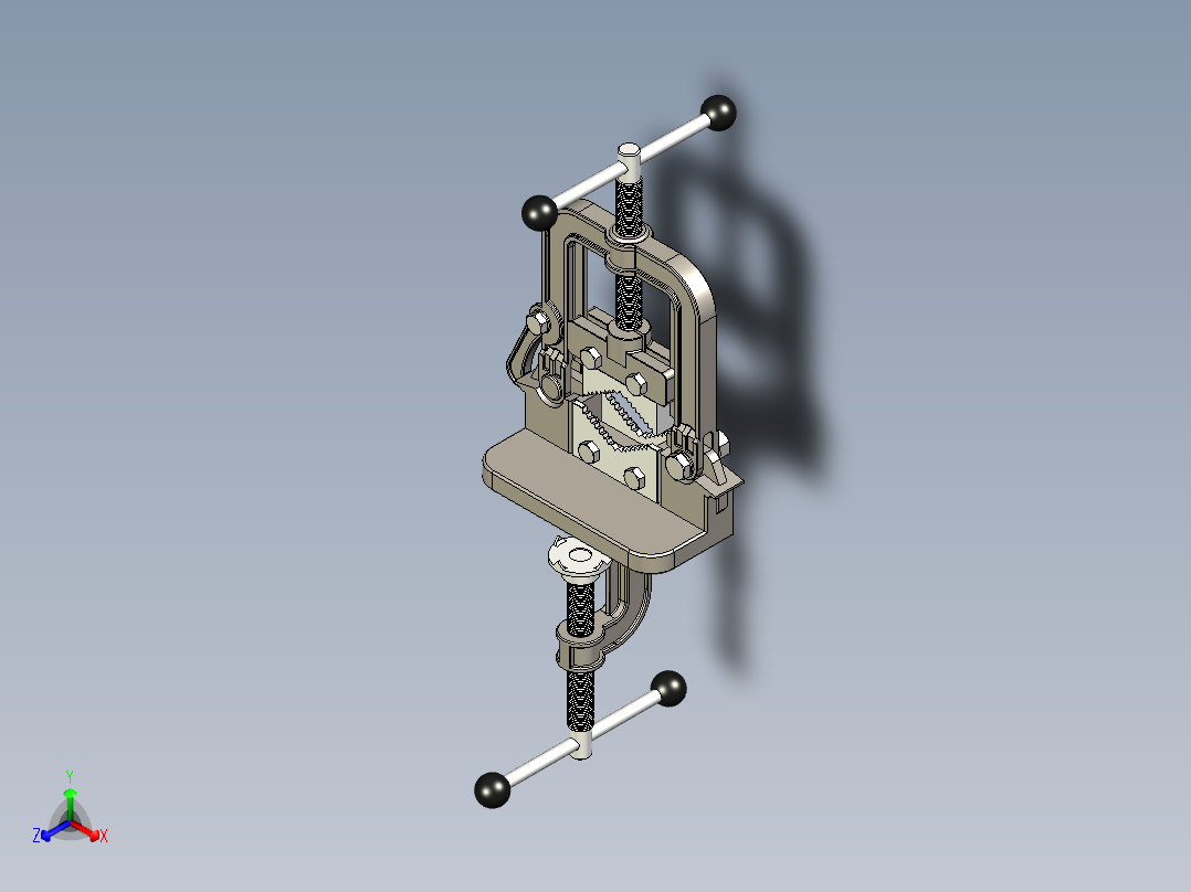管夹台虎钳3D数模图纸 Solidworks设计 附x_t格式正等轴测图