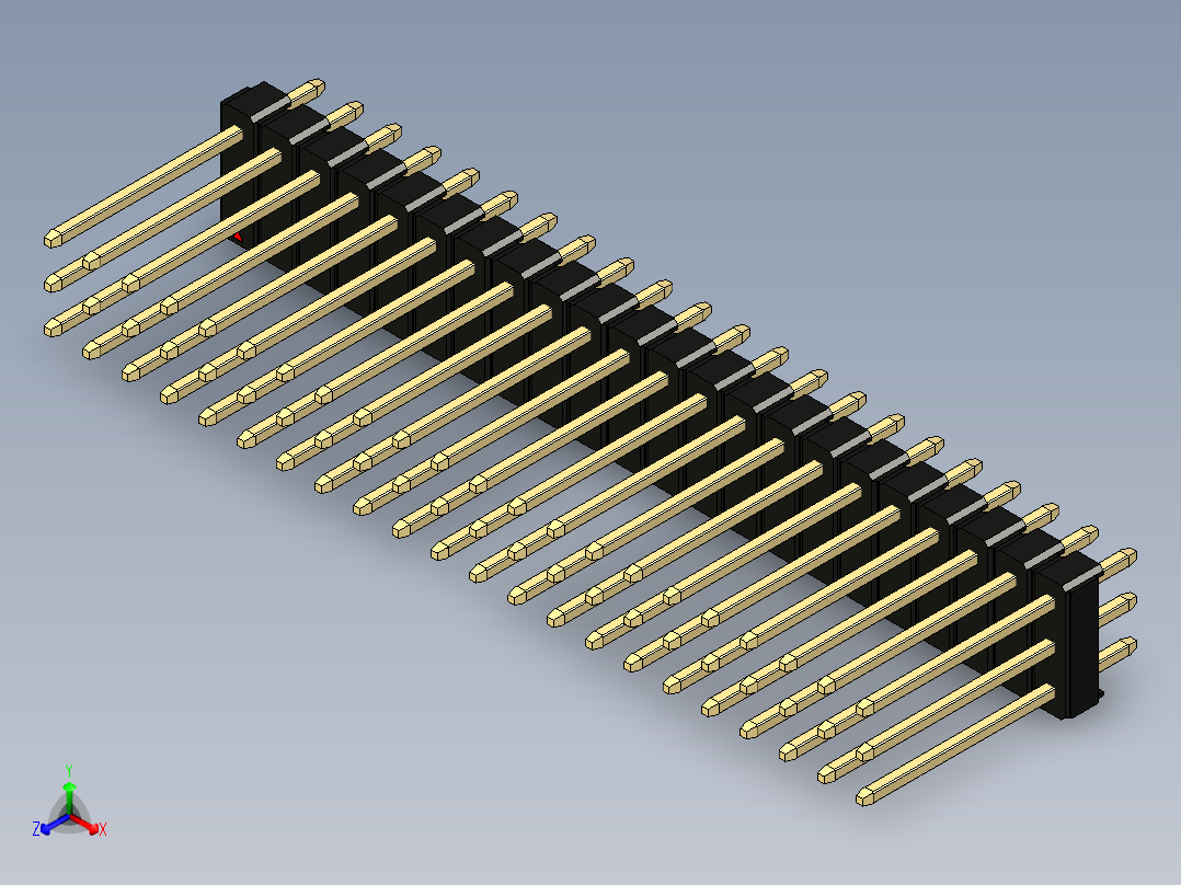 彩色公头100mil（2.54mm）系列-DS1021_black_3x22p_100mil_Type5_rev1.0正等轴测图
