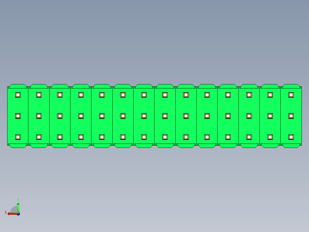 彩色公头100mil（2.54mm）系列-DS1021_green_3x14p_100mil_Type43_rev1.0后视图
