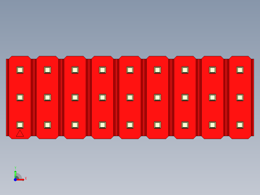 彩色公头100mil（2.54mm）系列-DS1021_red_3x09p_100mil_Type5_rev1.0前视图