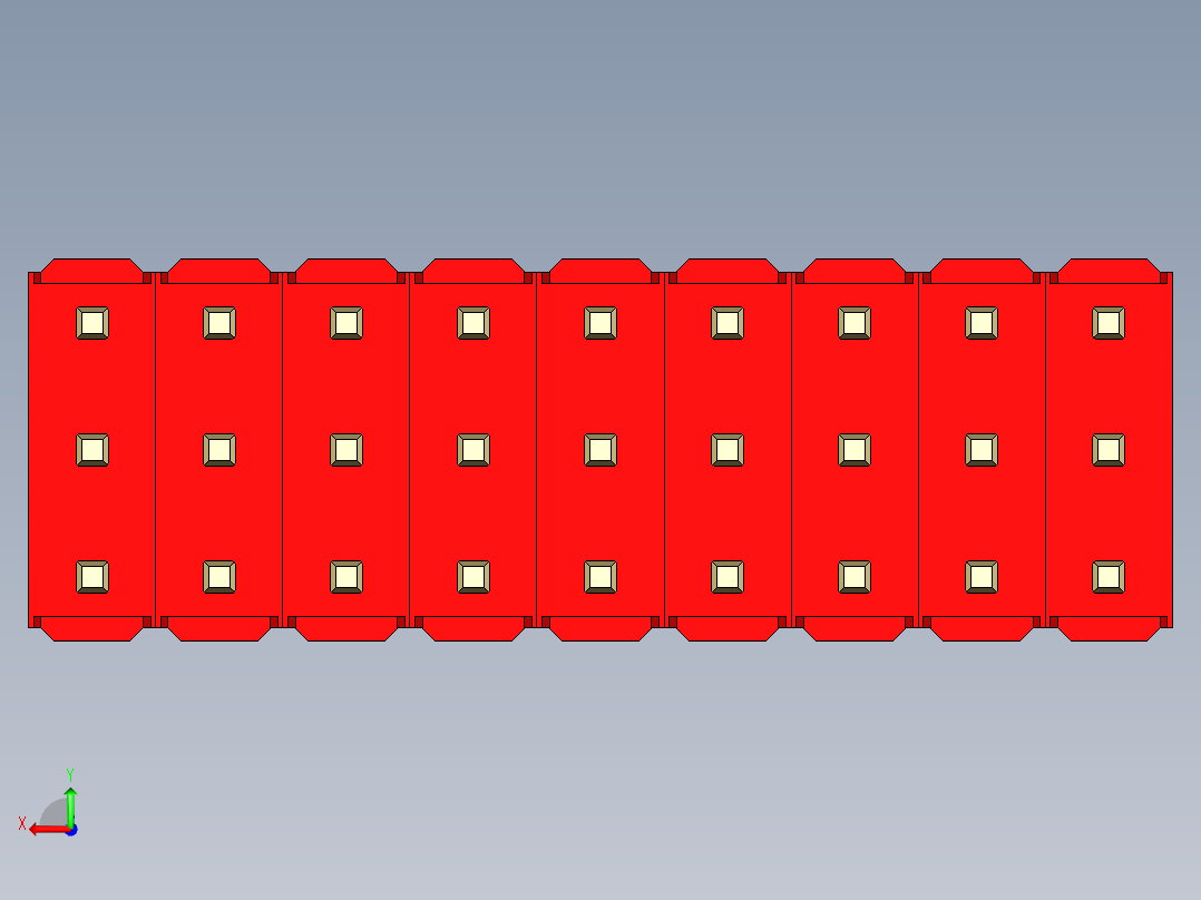 彩色公头100mil（2.54mm）系列-DS1021_red_3x09p_100mil_Type5_rev1.0后视图