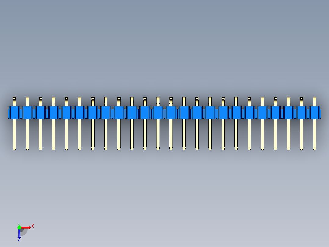 彩色公排针 100mil 2.54mm 系列-DS1022_blue_24p_100mil_Type_SMT_R1_rev1.0俯视图